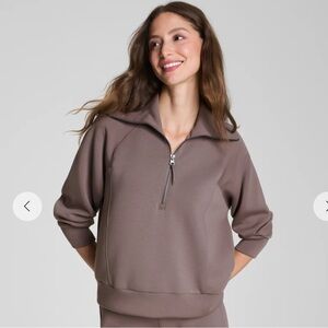 SPANX Brown Quarter-Zip Sweatshirt
